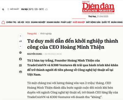 Tư duy mới dẫn đến khởi nghiệp thành công của CEO Hoàng Minh Thiện