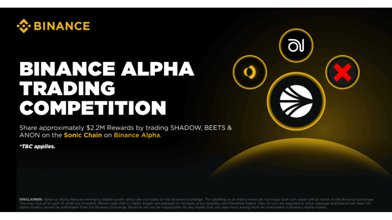 Binance Alpha tổ chức cuộc thi trading token hệ Sonic với phần thưởng cực hấp dẫn!